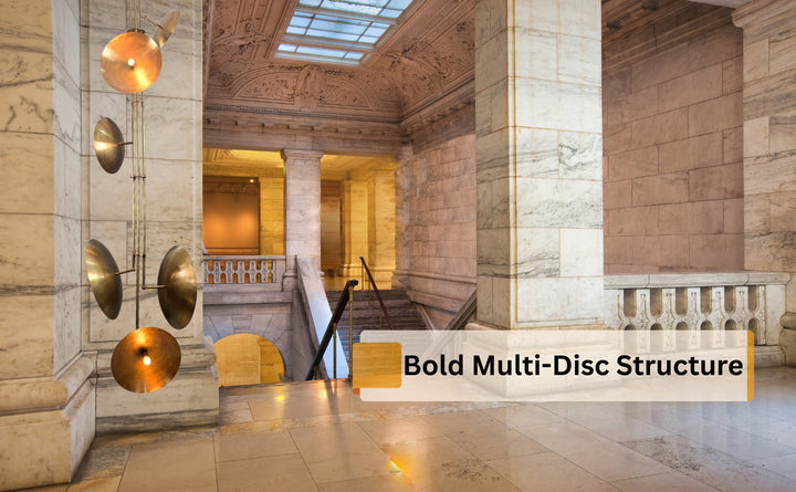 Brass chandelier in luxury reception, dramatic focal point for lobby