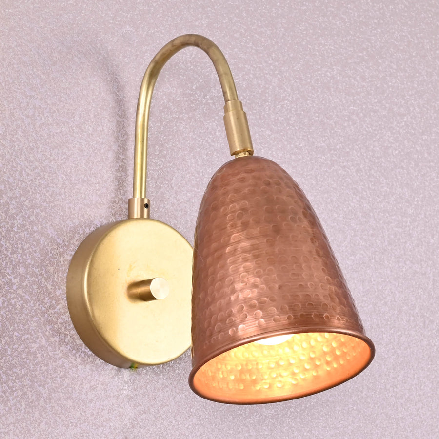 Handmade hammered copper and brass wall sconce light – modern industrial wall lamp for living room, bedroom, and hallway decor