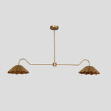 Handcrafted solid brass chandelier with pleated shades, elegant 2-light design for dining and living spaces.