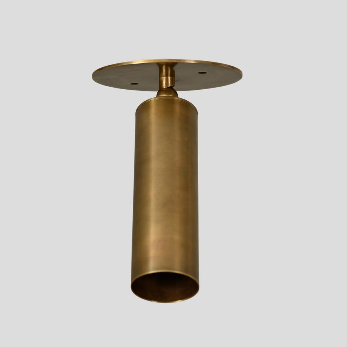 Handmade brass cylinder spotlight with adjustable design, minimalist industrial ceiling-mounted light fixture