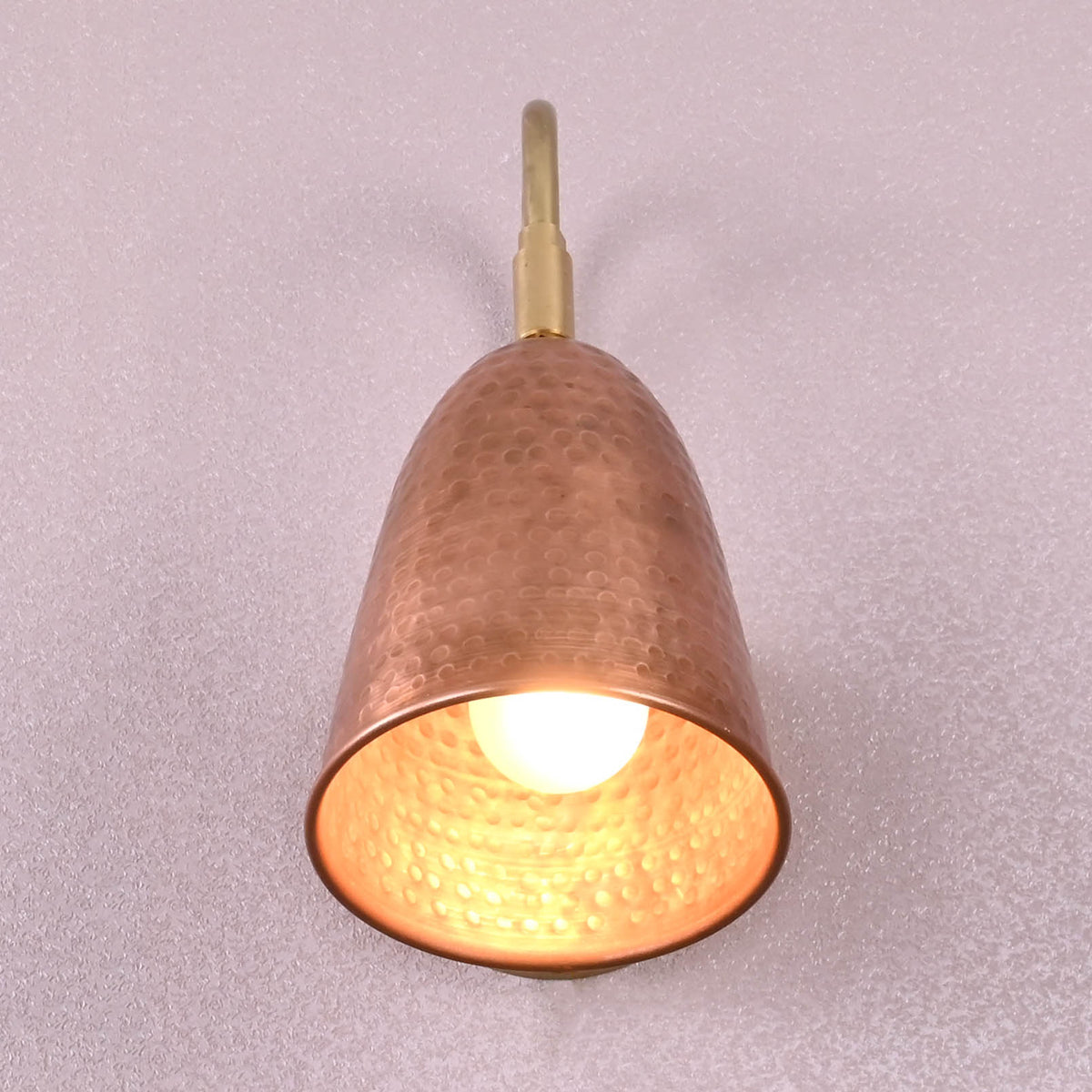 Handmade hammered copper wall sconce with brass mount – modern artisan wall lighting