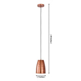 Hudson Hammered Copper Bell Pendant Light showing 7 inch width and 49 inch adjustable hanging height dimensions.