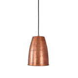 Hudson Hammered Copper Bell Pendant Light front view with handcrafted textured copper shade and adjustable hanging cord.