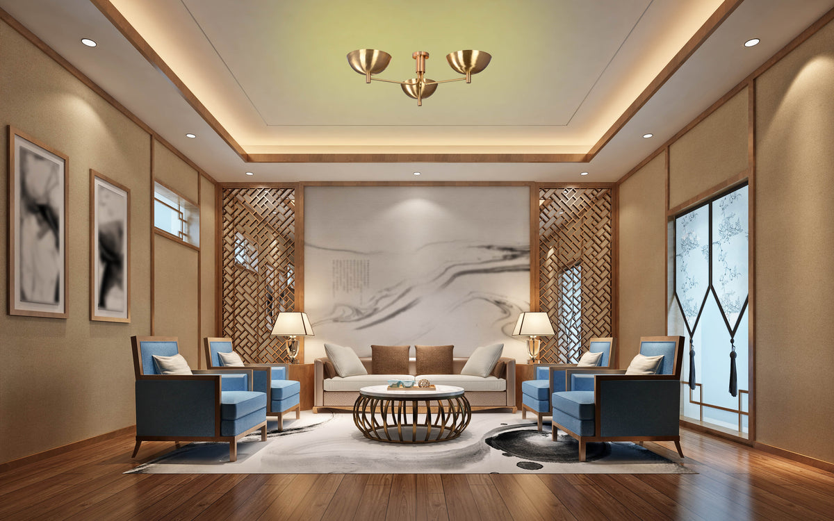 Modern Brass Flush Mount Ceiling Light | 3-Light Uplight Chandelier Custom Finish | Mid Century Modern Ceiling Fixture - 32333