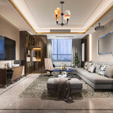 8-Light Full Brass Geometric Chandelier – Custom Modern Ceiling Pendant with Sculptural Bowl Shades |  - 32331