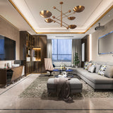 5-Light Uplight Brass Chandelier – Custom Handmade Mid-Century Modern Sculptural Ceiling Light |  - 32338