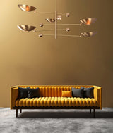 Five-Light Sculptural Brass Chandelier – Handcrafted Mid-Century Modern Luxury Ceiling Light | Custom Size & Finish - 32307