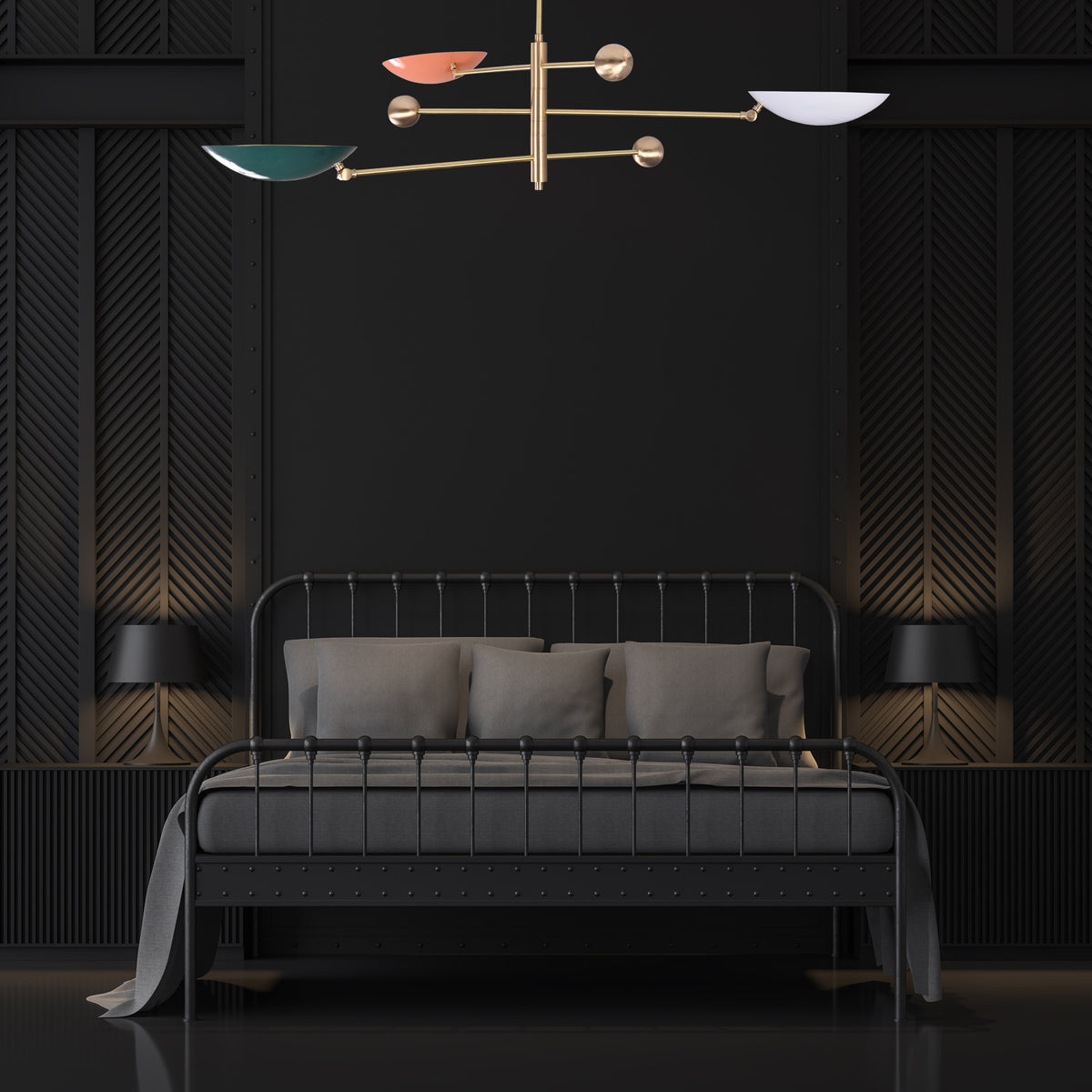 Modern Brass Chandelier | Custom 3-Light Ceiling Fixture | Mid-Century Minimalist Light |  Uplighting Pendant | Handmade to Order - 32300