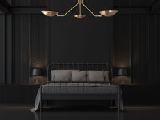 Industrial Brass Made, 3 Arm Elegant Brass Semi Ceiling Flush Light Pendant Mid Century Chandelier Flush Mount Ceiling Light No Shadow Ambient no-Glare Lamp