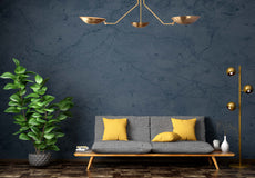 Industrial Brass Made, 3 Arm Elegant Brass Semi Ceiling Flush Light Pendant Mid Century Chandelier Flush Mount Ceiling Light No Shadow Ambient no-Glare Lamp