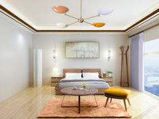 4-Light Uplight Brass Chandelier – Custom Mid-Century Modern Sculptural Ceiling Light |  & Handmade - 32304