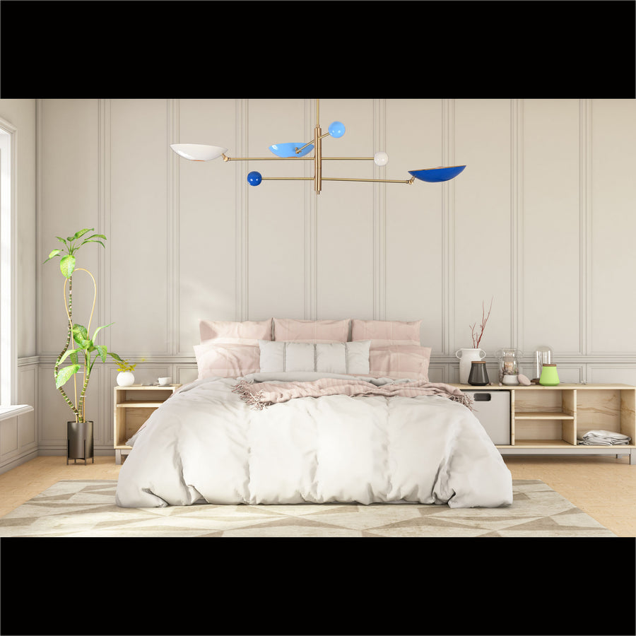 Modern Brass Chandelier | Adjustable Mid-Century Pendant Light | 3-Light Ceiling Fixture | Natural Brass or Custom Finishes | Handmade Lighting - 32298