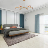 Minimalist 8-Light Copper Sputnik Chandelier – Mid-Century Modern Industrial Pendant Ceiling Fixture with Exposed Bulbs - 32148