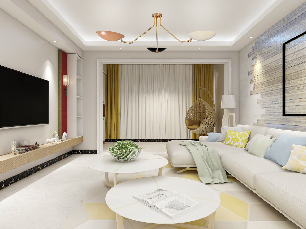 Brass Leaf Studio Industrial Brass Made, 3 Light Elegant Ceiling Flush Mount Pendant Mid Century Modern Raw Brass Sputnik Chandelier Light Fixture