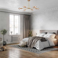 Industrial Brass Made, Brass Pendant Ceiling Lamp, 6-Light Chandelier, Premium Quality Lamp for Bedroom Living Kitchen Office, Modern 6-arm Minimalist Design