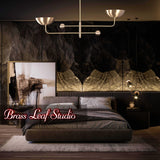 Modern Brass Chandelier | Adjustable Statement Lighting Fixture | Ceiling Mounted Light |  - 32246