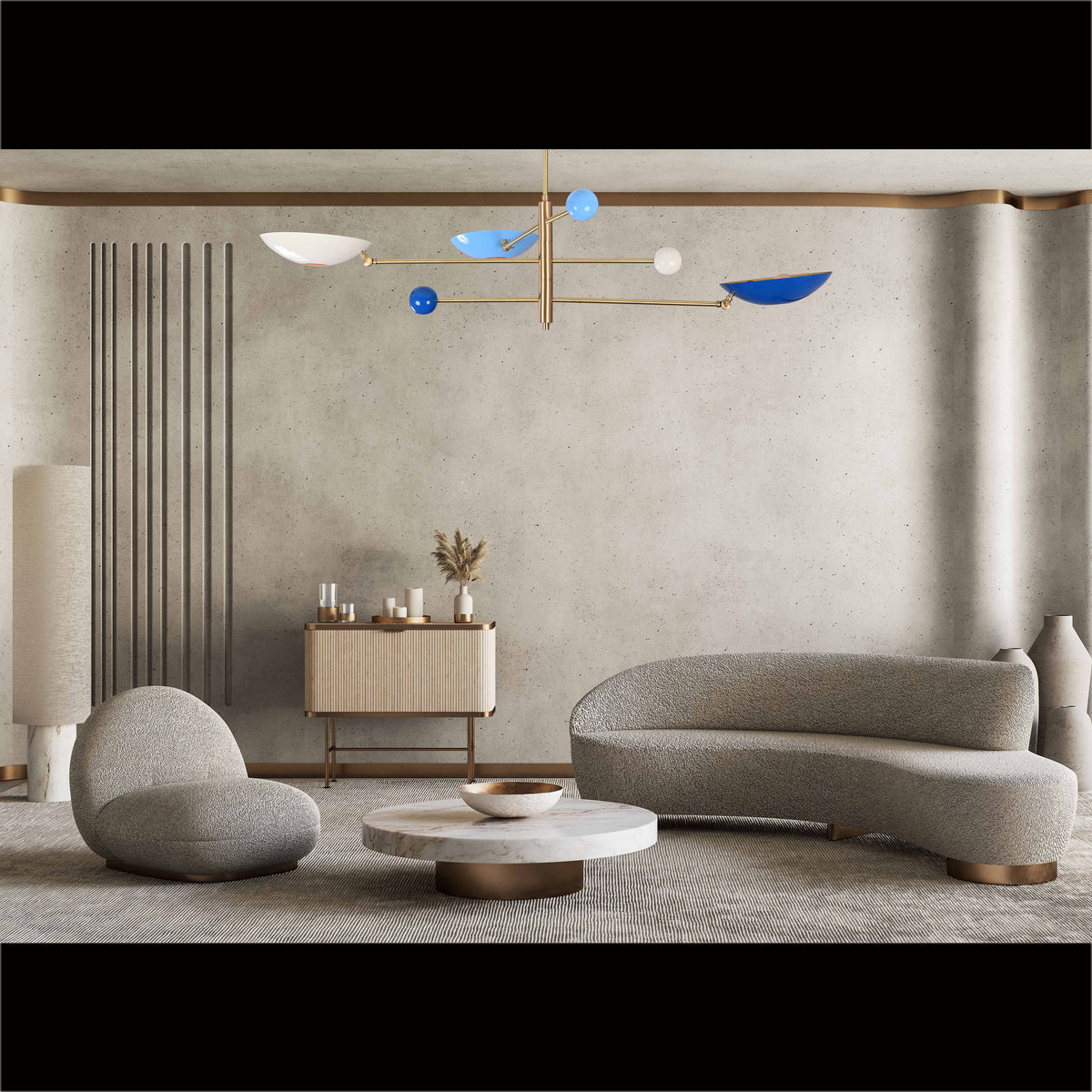 Modern Brass Chandelier | Adjustable Mid-Century Pendant Light | 3-Light Ceiling Fixture | Natural Brass or Custom Finishes | Handmade Lighting - 32298