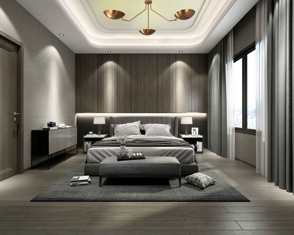 Mid-Century Modern Brass Chandelier | Customizable Flush-Mount Ceiling Light 3-Arm Adjustable Light Fixture - 32334