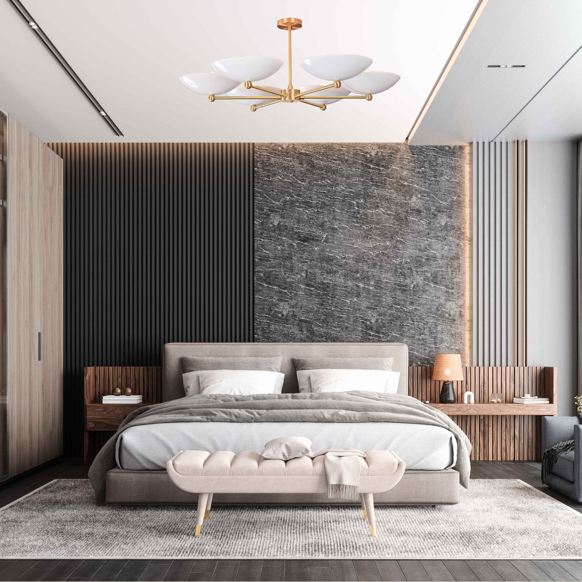 Zurich Discus  -  Uplifting Ceiling Chandelier - 6 Lights - 32308