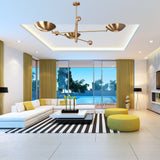 Modern Brass Chandelier | Adjustable Mid-Century Pendant Light | 3-Light Ceiling Fixture | Natural Brass or Custom Finishes | Handmade Lighting - 32326