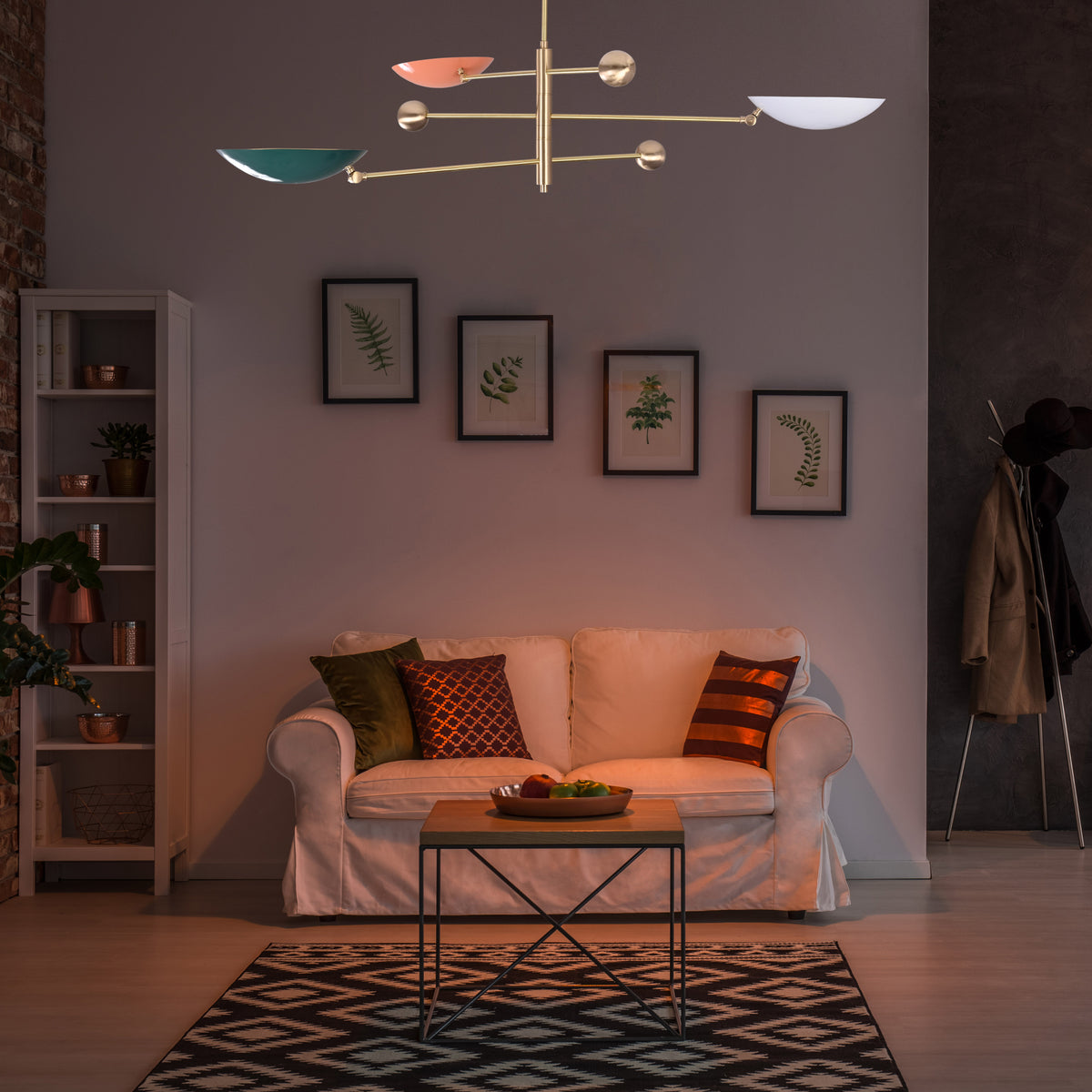 Modern Brass Chandelier | Custom 3-Light Ceiling Fixture | Mid-Century Minimalist Light |  Uplighting Pendant | Handmade to Order - 32300