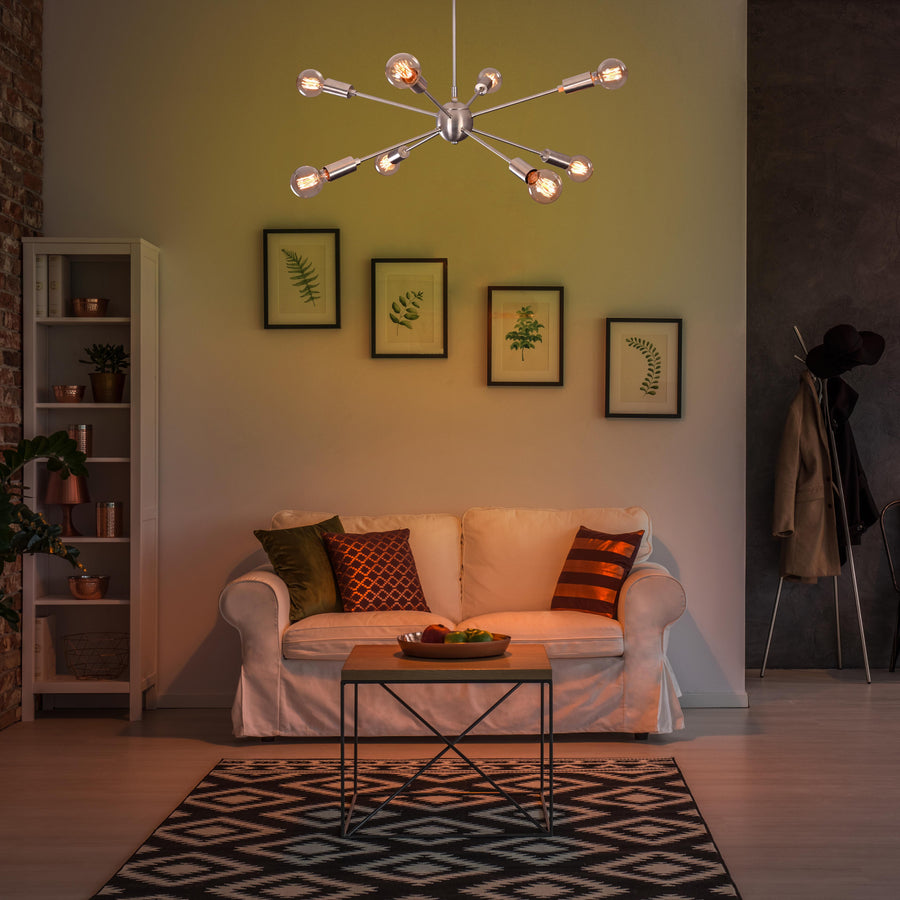 8-Light Sputnik Ceiling Chandelier – Custom Modern Mid-Century Light Fixture |  - 32341