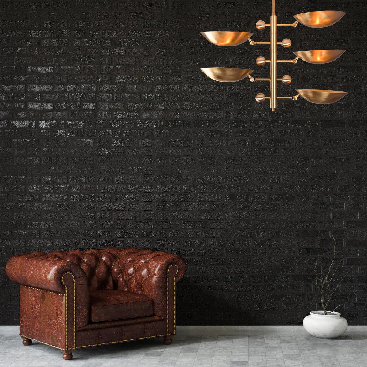 Modern Customizable Brass Chandelier | Mid-Century Ceiling Lamp | Contemporary Home Lighting | ColorfSemi Flush Ceiling Fixture - 32335