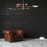 Modern Brass Chandelier | Custom 3-Light Ceiling Fixture | Mid-Century Minimalist Light |  Uplighting Pendant | Handmade to Order - 32300