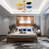 Modern Customizable Brass Chandelier | Mid-Century Ceiling Lamp | Contemporary Home Lighting | ColorfSemi Flush Ceiling Fixture - 32330