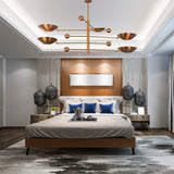 Five-Light Sculptural Brass Chandelier – Handcrafted Mid-Century Modern Luxury Ceiling Light | Custom Size & Finish - 32344