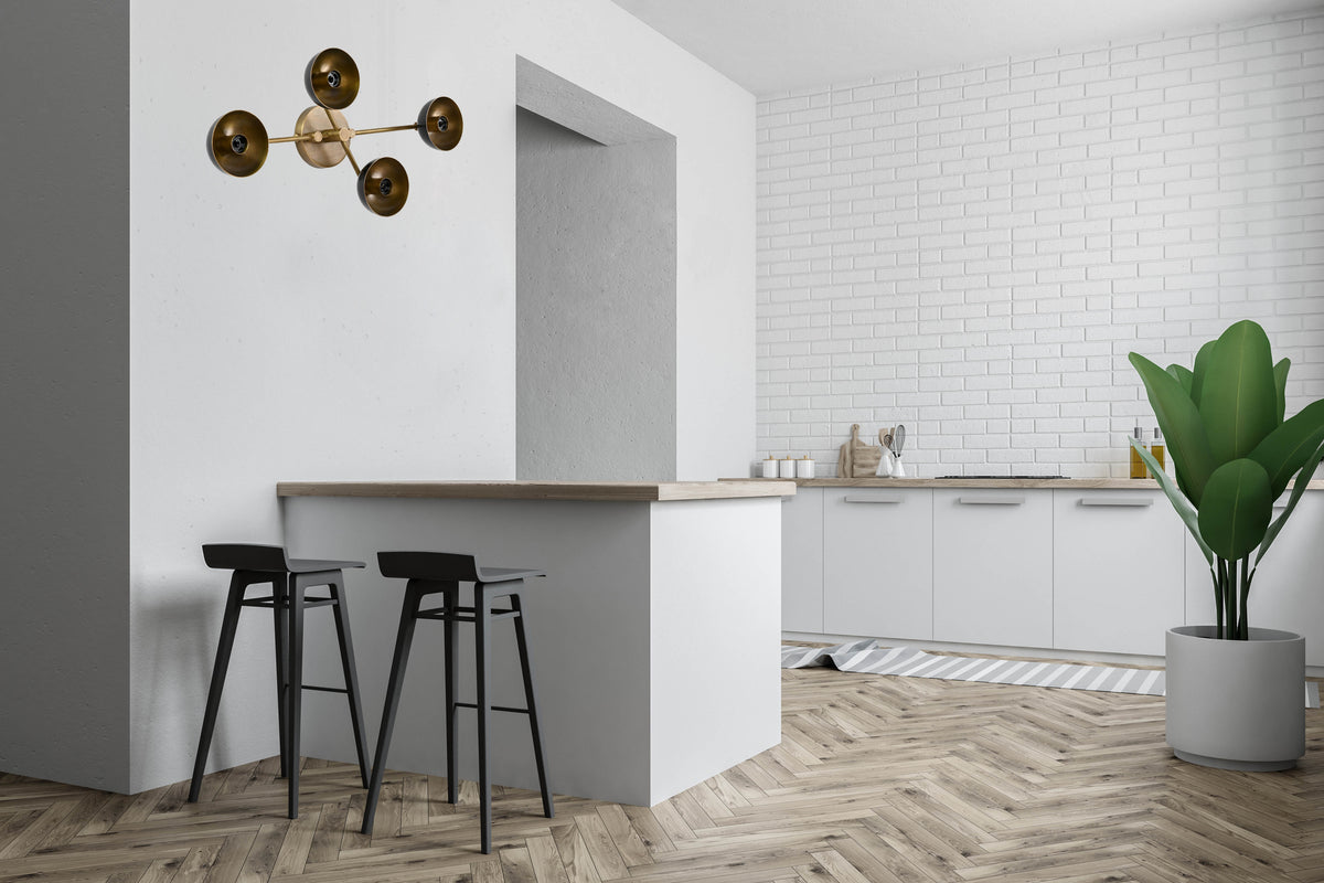 Mid-Century Modern 4-Light Wall Sconce | Customizable Brass Fixture with Flared Dish Shades for Home - 32569