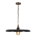 Modern dome-shaped brass pendant light with chain suspension handcrafted by Brass Leaf Studio