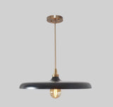 Black and brass dome pendant ceiling light with Edison bulb and decorative brass chain