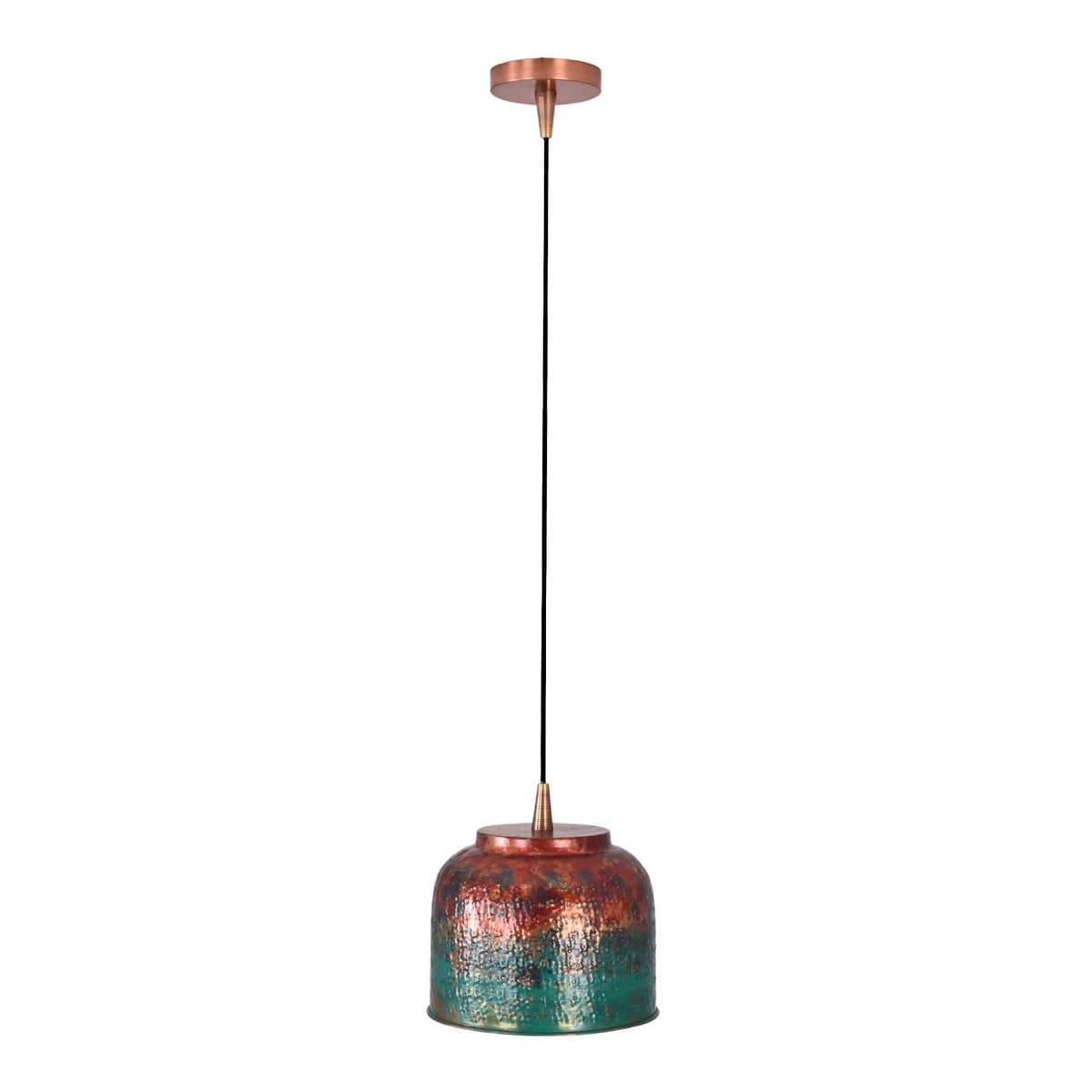 Kitchen island copper hanging light with compact drum shade and warm illumination for modern rustic interiors