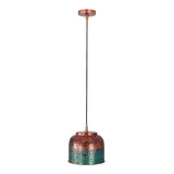 Kitchen island copper hanging light with compact drum shade and warm illumination for modern rustic interiors