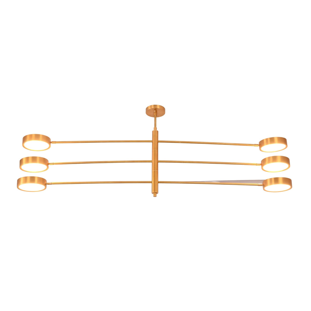 Linear disc chandelier dimension view showing 60 inch width and 22 inch overall height