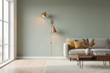 Lisbon dual shade wall sconce dimension view showing 36 inch width and 23 inch height with movable arm design
