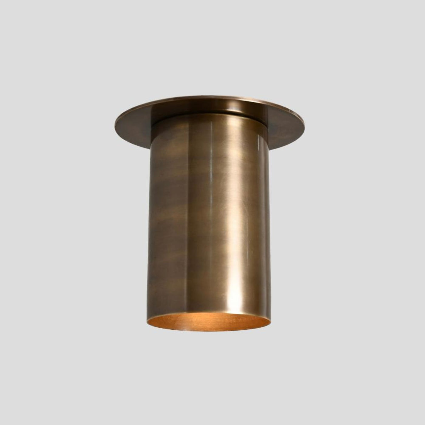 Handmade long brass cylinder flush mount ceiling light with minimalist industrial design