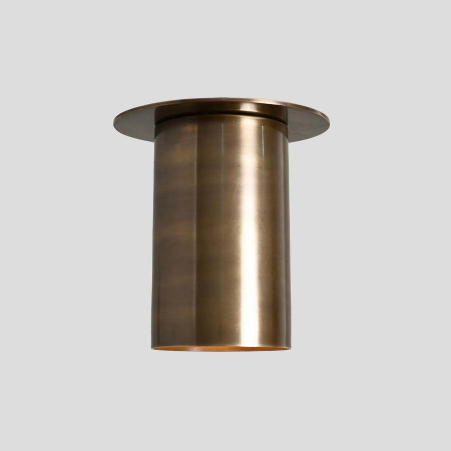 Handmade long brass cylinder flush mount ceiling light with minimalist industrial design
