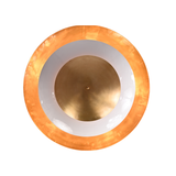 Luxury layered ceiling pendant light with wide disc shade, central diffuser bowl, and warm glow for upscale interiors