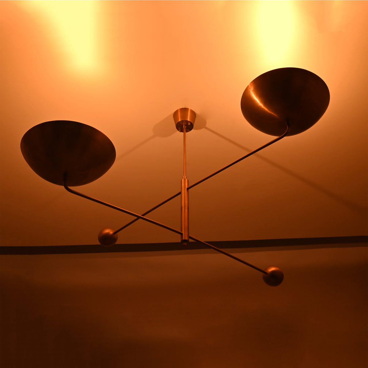 Luxury two-light bowl chandelier designed for modern interiors, lounges, hotels, and statement ceiling lighting