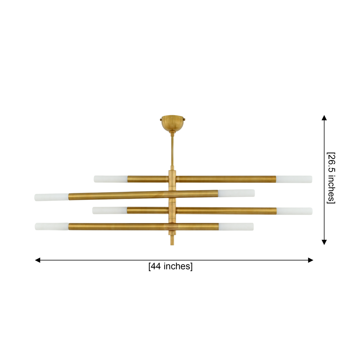 Size guide for Marbella 8 Light Raw Brass Tubular Chandelier – 44 Inch Linear Ceiling Light 33399