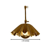 Marlow Pleated Brass Swing Arm Wall Sconce dimensions showing 10 inch scalloped shade, Model 32817