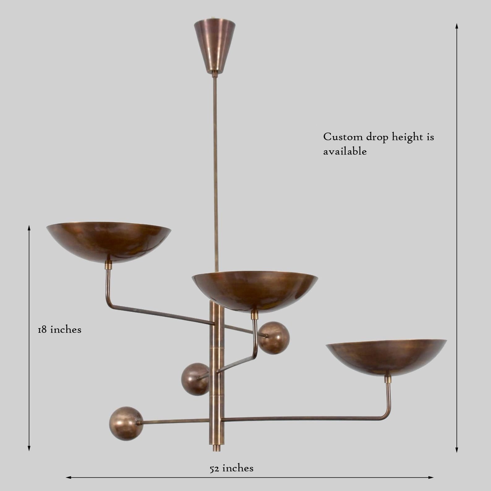 Size guide for Mid-Century Brass Balance Chandelier – 3-Light Geometric Fixture in Antique Brass Finish | 52” Handcrafted Minimalist Design by Brass Leaf Studio | Custom Sizes & Finishes Available 62607