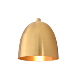 A dome-shaped pendant light shade in a brushed brass or gold finish, shown against a plain white background.