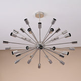 Mid-century modern Sputnik chandelier in metallic brass finish with 34 light sockets