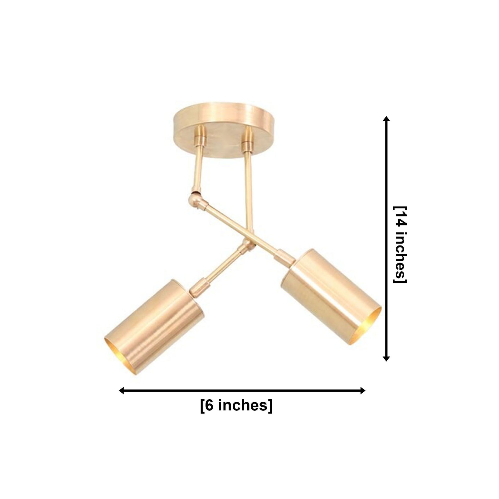 Size guide for Milan Adjustable Double Cylinder Ceiling Light – 2 Light – 14 Inch – Model 62008