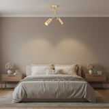 Milan 2 light adjustable cylinder ceiling light in brass tone, front angled view, Model 62008