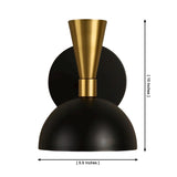 Milan black and brass dome wall sconce dimensions – 10 inch height and 5.5 inch shade – Model 32797