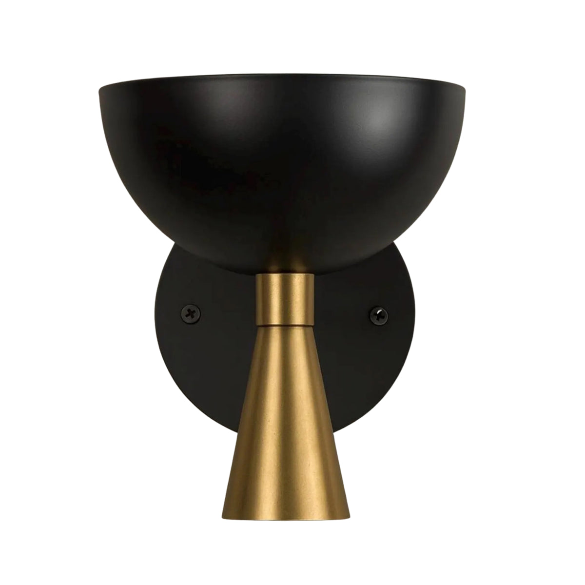 Milan black and brass 1 light dome wall sconce – front view – Model 32797